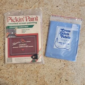 Pickin Paint Country Christmas Cross Stitch Kit & Cross Stitch Fabric